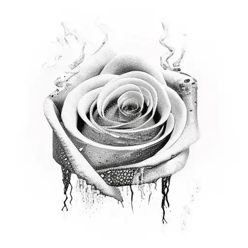 Breast Cancer Ribbon and Black Rose tattoo design idea