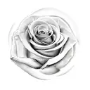 Black Shaded Rose with Breast Cancer Ribbon tattoo design idea