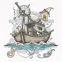 row row row your boat sheet music notes tattoo design idea