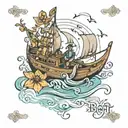 row row row your boat sheet music notes tattoo design idea