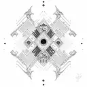 garnet crystal in color tattoo design idea