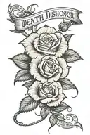 rose with dragger that says death before dishonor tattoo design idea