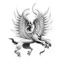 mythological griffon posing in a cloud of smoke  tattoo design idea