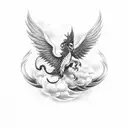 mythological griffon posing in a cloud of smoke  tattoo design idea