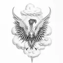 mythological griffon posing in a cloud of smoke  tattoo design idea
