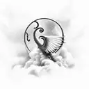 mythological griffon posing in a cloud of smoke  tattoo design idea