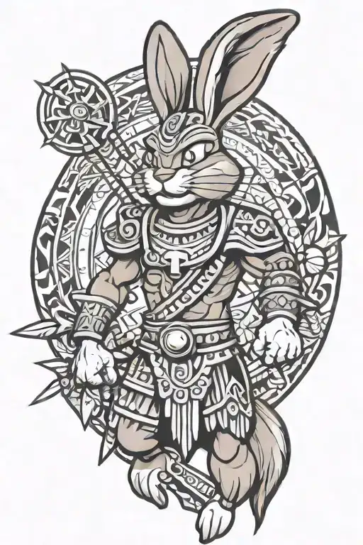 bugs bunny as an aztec warrior tattoo design idea