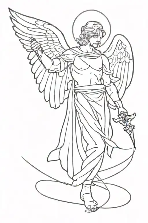 michael archangel with sword tattoo design idea