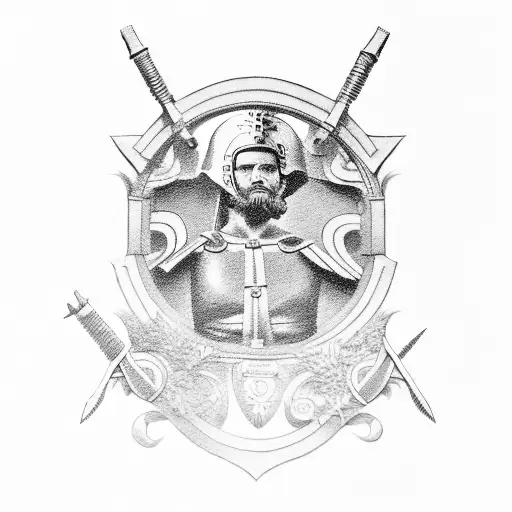 Ancient Greek soldier tattoo design idea