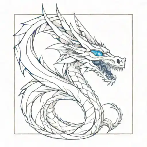 blue eyes white dragon tattoo design idea