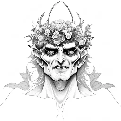 Hades with flowers tattoo design idea
