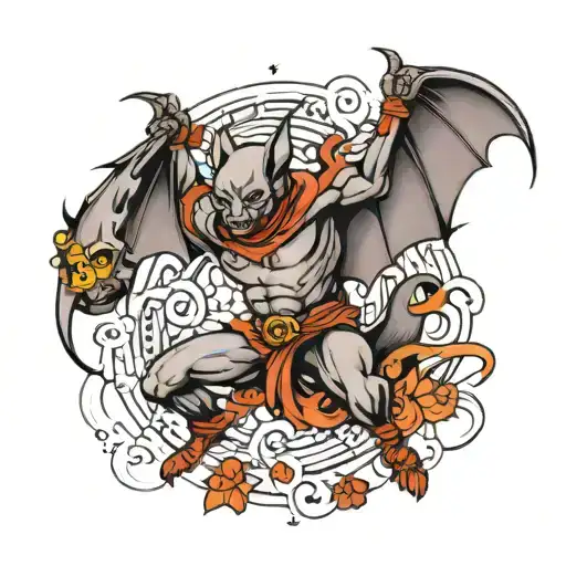 bat dancer tattoo design idea