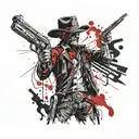 undead cowboy facing left with a revolver tattoo design idea