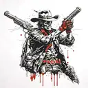 undead cowboy facing left with a revolver tattoo design idea