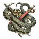 snake with dagger through it tattoo design idea