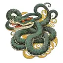 snake with dagger through it tattoo design idea