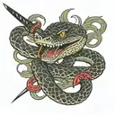 snake with dagger through it tattoo design idea