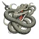 snake with dagger through it tattoo design idea