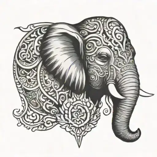 elephant head with Lao tattoo   tattoo design idea