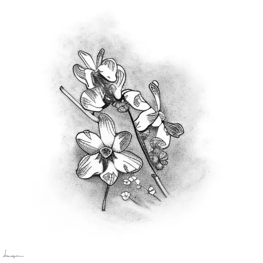 common blue violet and mayflower together tattoo design idea