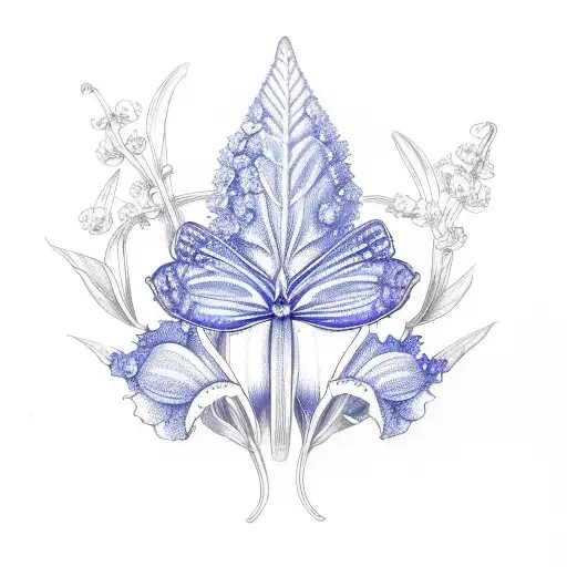 common blue violet and mayflower tattoo design idea