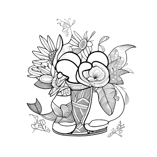broken vase line work no shading tattoo design idea
