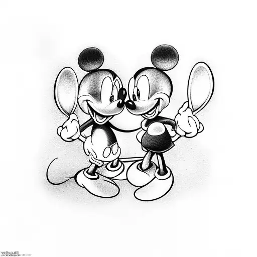mickey mouse, bugs bunny tattoo design idea