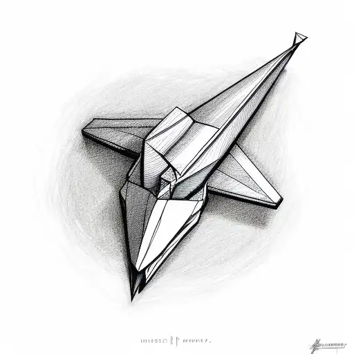 3d paper airplane tattoo design idea