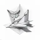 3d paper airplane tattoo design idea