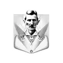 Bionic Nikola Tesla face tattoo design idea