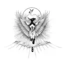 A captivating scene of a gemini bird, half phoenix and half willow tree, symbolizing the client's favorite things and passions tattoo design idea