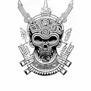 Tezcatlipoca  aztec god tattoo design idea