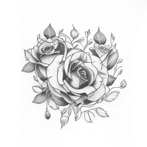 A beautiful bouquet of flowers surrounding the quote 'I will strengthen you and help you' from Isaiah 41:10 tattoo design idea