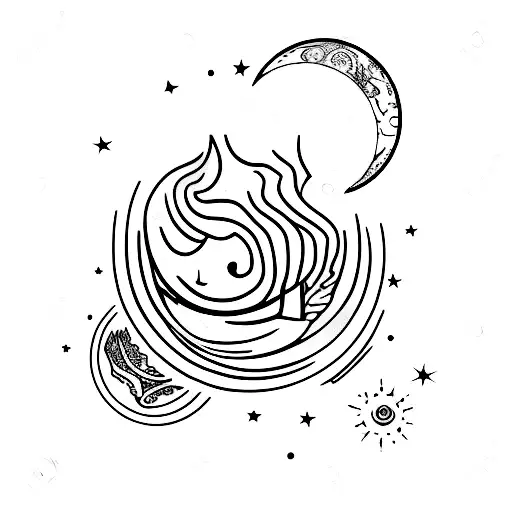 una daga con la palabra amor debajo y una luna en la punta superior de la daga  tattoo design idea