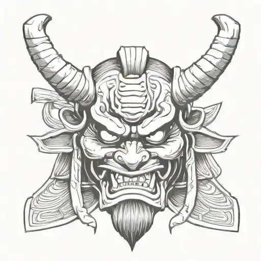 Oni Mask samurai tattoo design idea