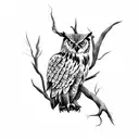 eagle owl on olive branch tattoo design idea