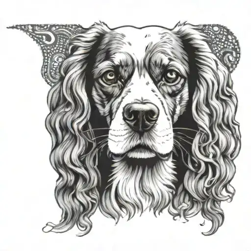 cavalier king charles spaniel tattoo design idea