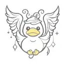 rubber ducky with a halo and a devil horn because it is half devil half angel no angel wings tattoo design idea