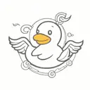 rubber ducky with a halo and a devil horn because it is half devil half angel no angel wings tattoo design idea