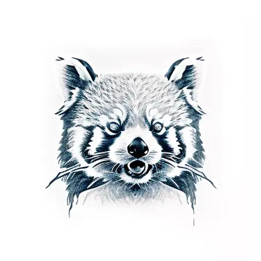 red panda laying on branch  tattoo design idea