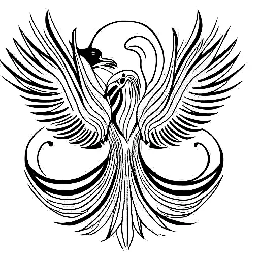 black and white eagles in ying yang style tattoo design idea