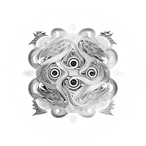 black and white eagles in ying yang style tattoo design idea