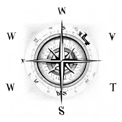 compass with an arrow going through it that points to the north tattoo design idea