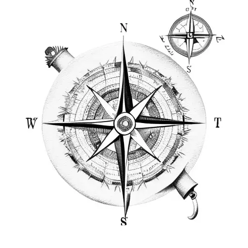 compass with an arrow that points to the north tattoo design idea