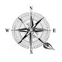 compass with an arrow going through it that points to the north tattoo design idea