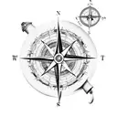 compass with an arrow that points to the north tattoo design idea