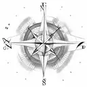 compass with an arrow that points to the north tattoo design idea