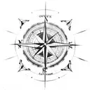 compass with an arrow that points to the north tattoo design idea