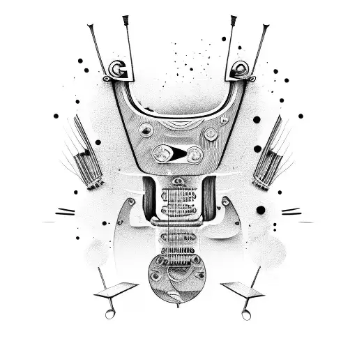 A guitar made out of car parts tattoo design idea