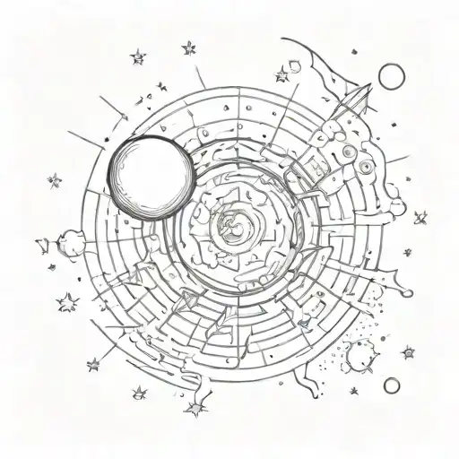 supernova and moon tattoo design idea